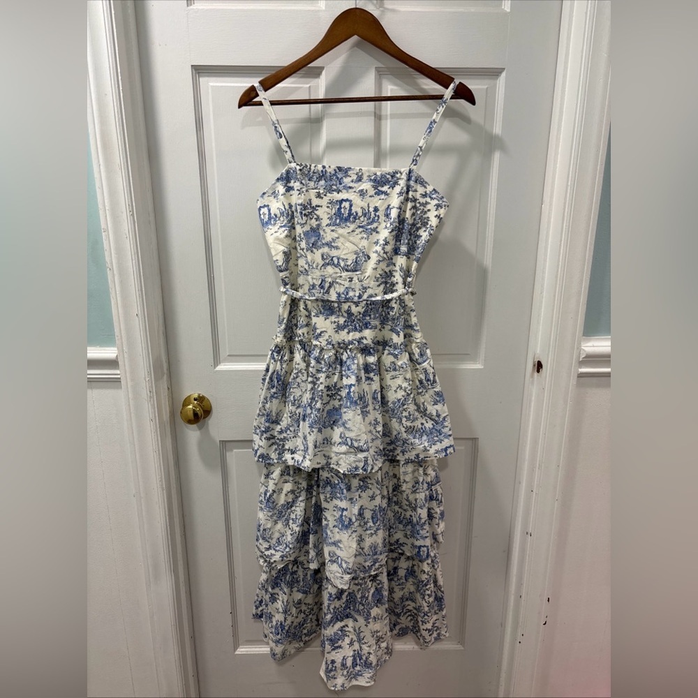 TCEC Women’s Tiered Ruffle Midi Dress Size M Pastoral Pattern Cottagecore